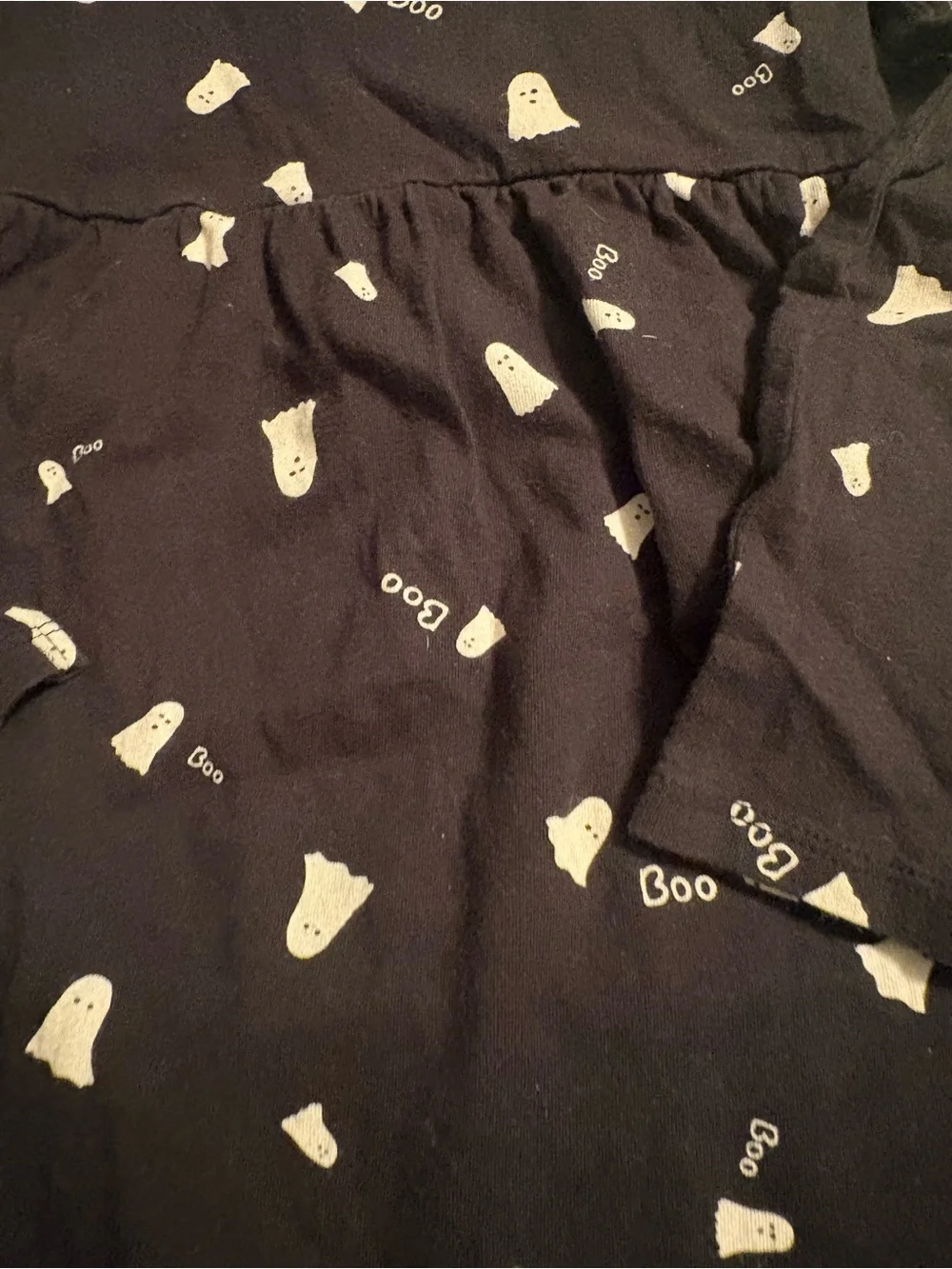 Old Navy Black Long-Sleeve Ghost Print Dress